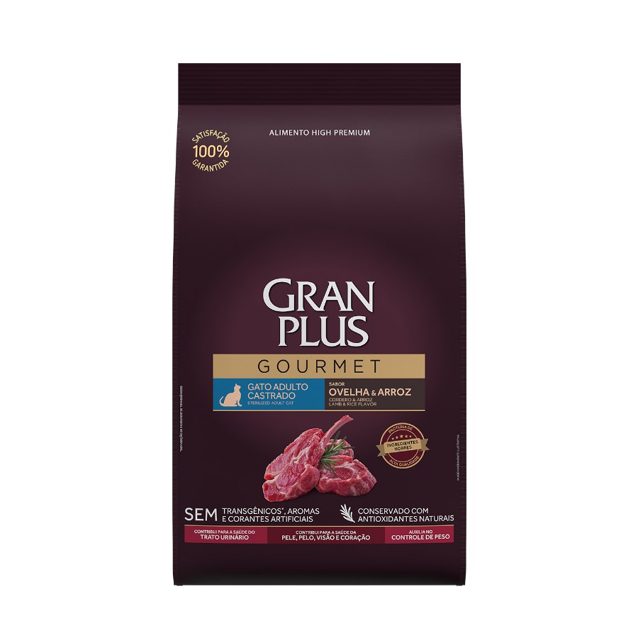 Gran Plus Gourmet Gato Adulto Castrado sabor Cordero & Arroz - 10.1 kg.