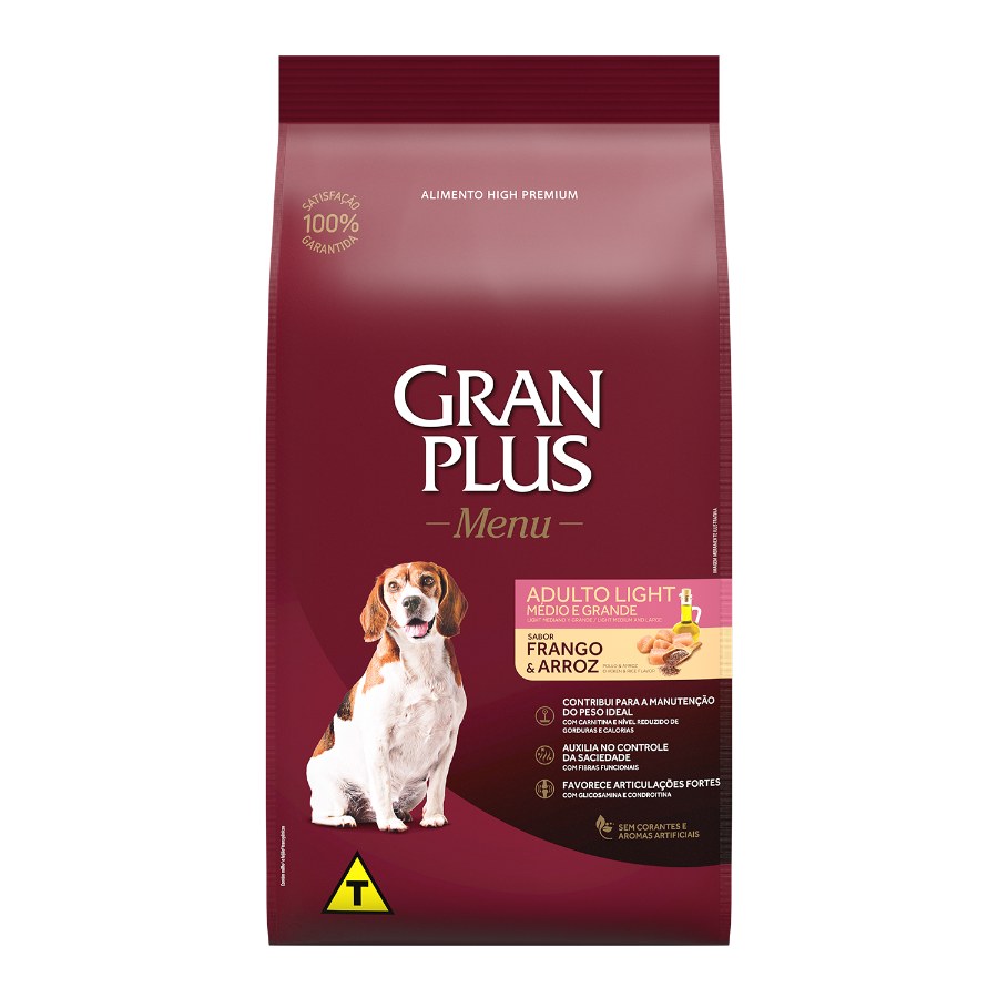 Gran Plus Adulto Light Razas Medianas y Grandes sabor Pollo & Arroz - 15 kg.