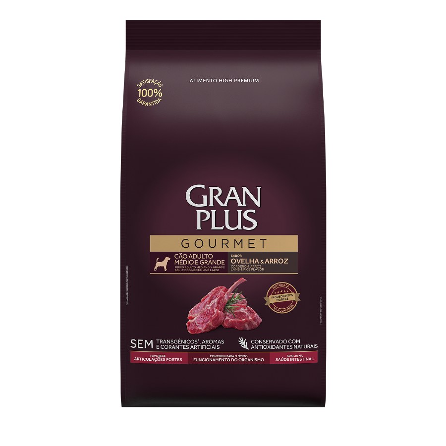Gran Plus Gourmet Adulto Razas Medianas y Grandes sabor Cordero & Arroz - 15 kg.